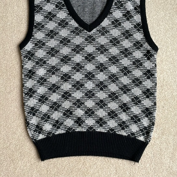 Vintage Acrylic Black and White Sweater Vest - Picture 3 of 4